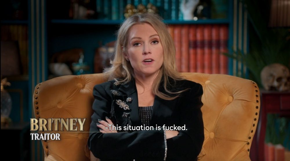 Britney Haynes saying, "This situation is fucked" on The Traitors