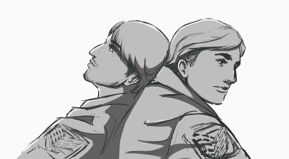 Sketchy picture of Mike and Erwin from the series Attack on Titan.