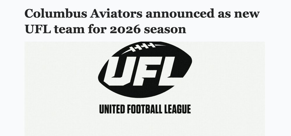 Breaking news: "Columbus aviators announced as new UFL team for 2026 season" 