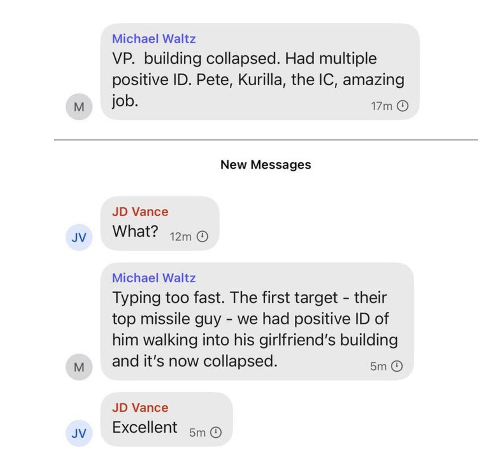 Texts between Michael Waltz and JD Vance