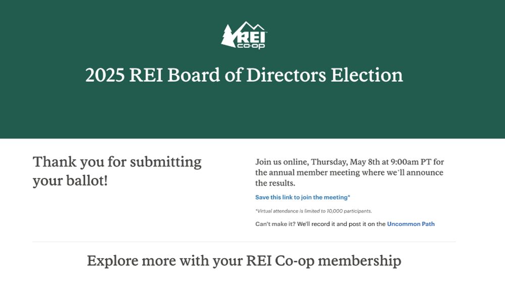 REI Board of Directors Election vote confirmation 