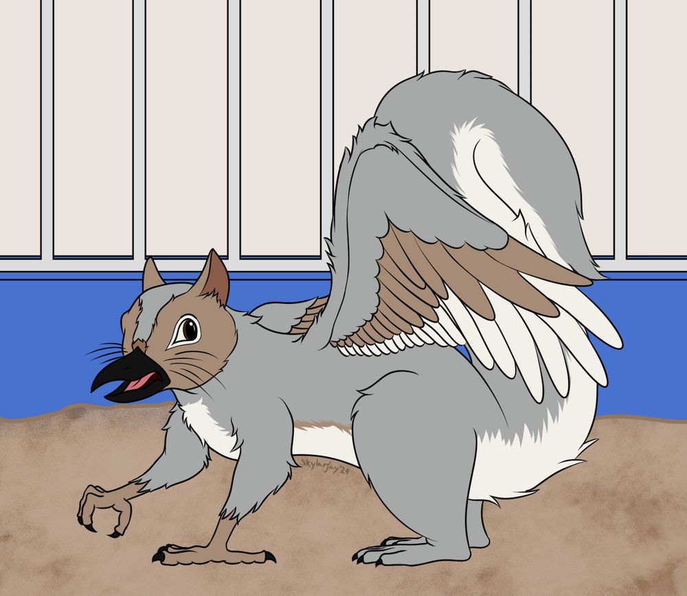 digital art of a sparrow/squirrel gryphon/griffon.
