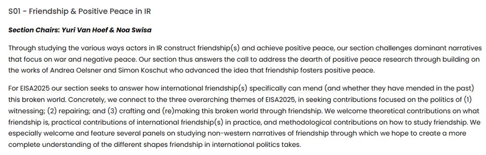 EISA section on friendship & positive peace: https://eisa-net.org/section-list/