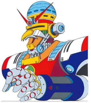 Dr Wily Iron Golem, the final boss of Megaman 4 GB / Rockman World 4.
As shown in the Complete Works illustration.