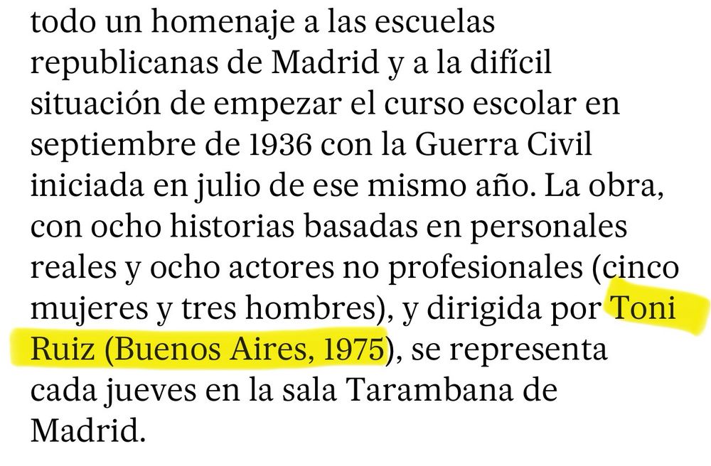 Fragmento de ‘El País’ que dice que mi hermano Toni nació en Buenos Aires.