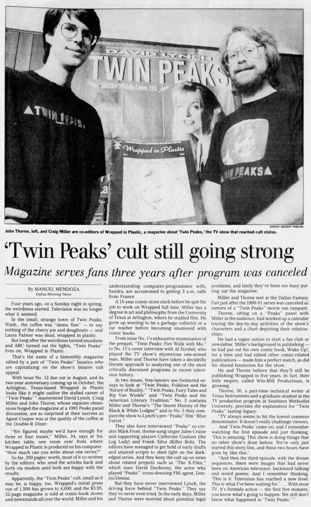 Newspaper article in The State from July 16, 1994 about “Wrapped in Plastic.”