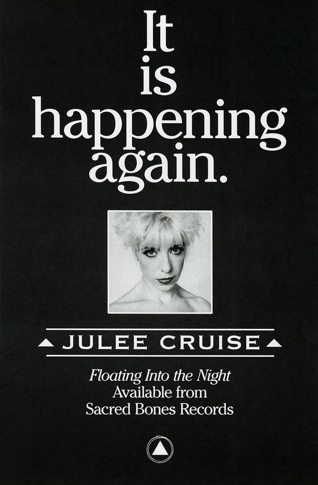 In black and white poster of Julee Cruise from sacred bones records