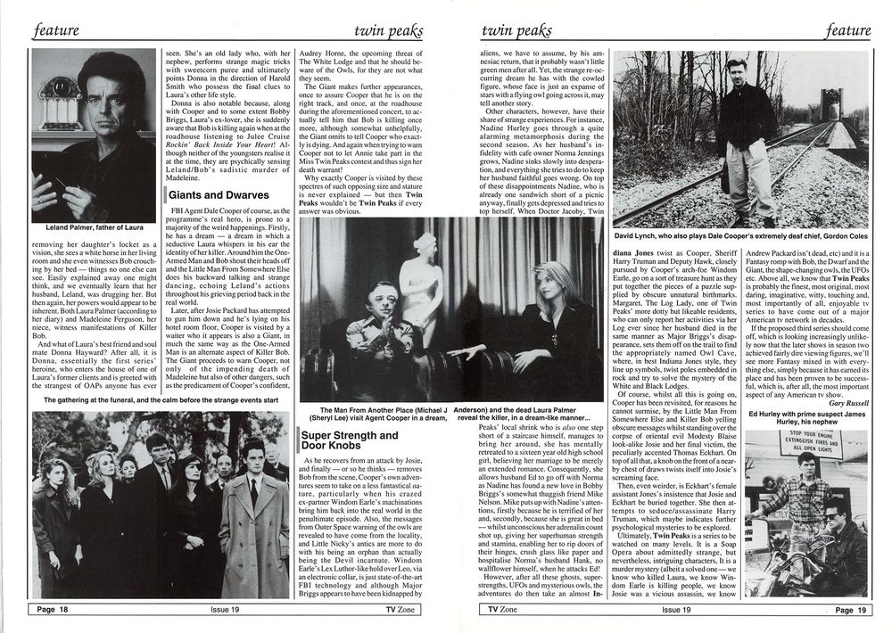 Article about Twin Peaks with images from the show. 