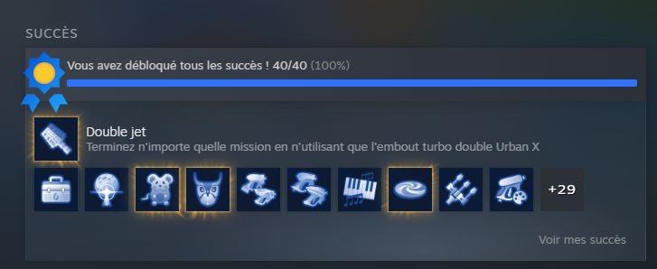 Les succès de PowerWash Simulator 2 que j'ai platiné comme il se doit.