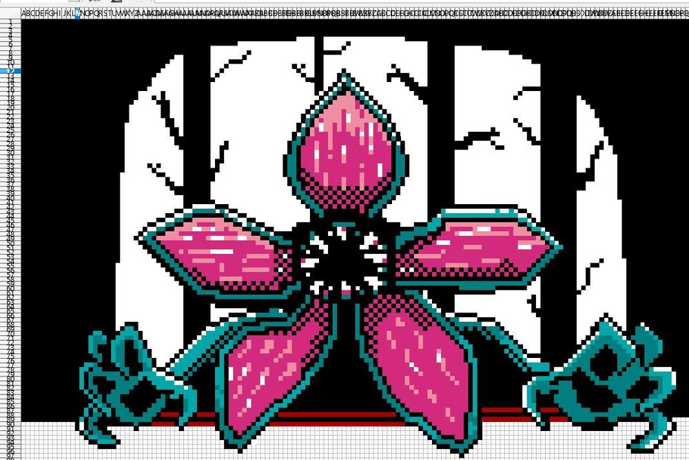 Un fan art du demogorgon de Stranger Things en pixel art sous Excel car pourquoi pas
