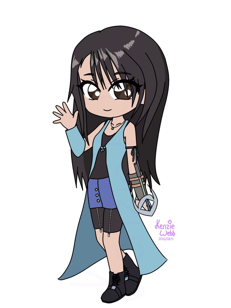 Chibi phone doodle of Rinoa Heartilly from Final Fantasy VIII.