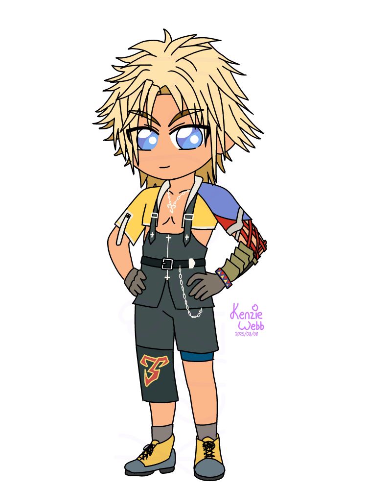 Chibi phone doodle of Tidus from Final Fantasy X.