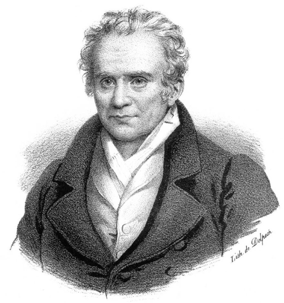 A back and white sketch of French geometer Gaspard Monge 