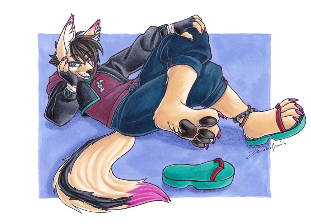 a fox fursona showing off their beans