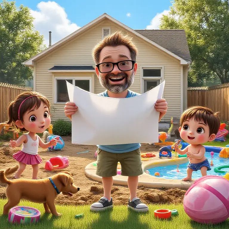 illustration of Dan making a water park