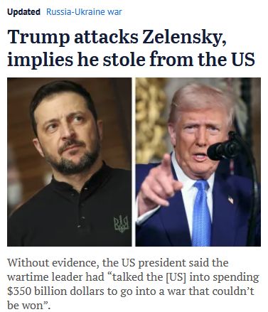 Trump attacks Zelensky, implies he stole from the US