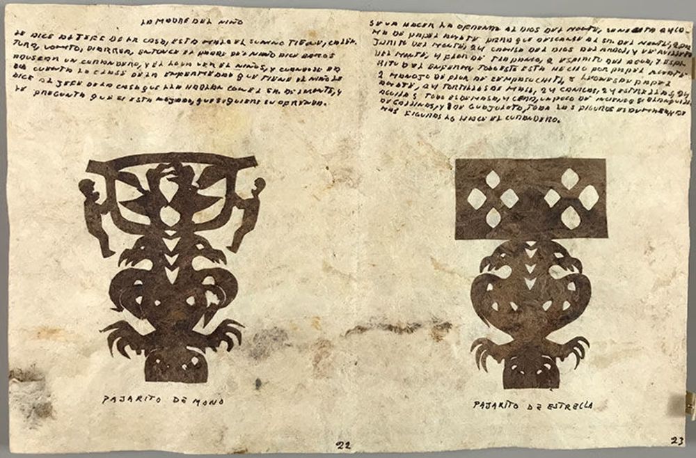 Two pages of Amate cut paper