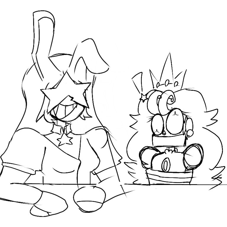 Rabbit dumbass and "associate" (IS THAT GENO AS PEACH???) are chilling at a table. Associate is TRAPPED and ST4RM4N is smiling like a menacing ticking time bomb