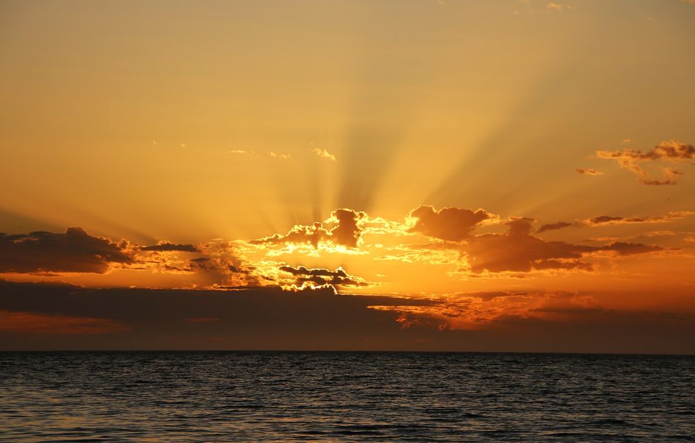 Lovely golden sunset over the ocean