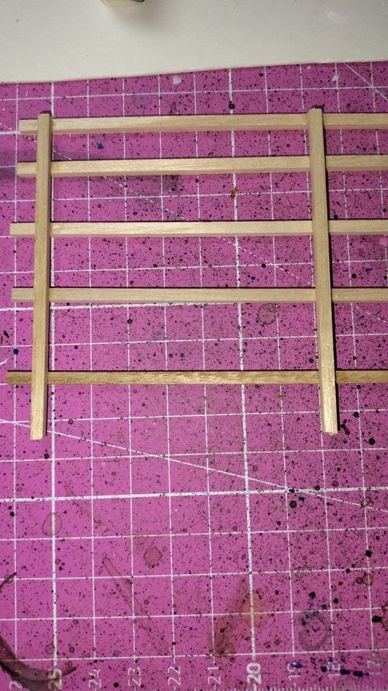 A picture of some balsa wood strips, what is this... some kinda fence?