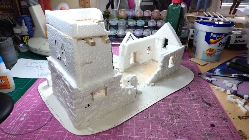 A shot of the other side of the church showing the continued brickwork climbing slowly up the rear of the tower.