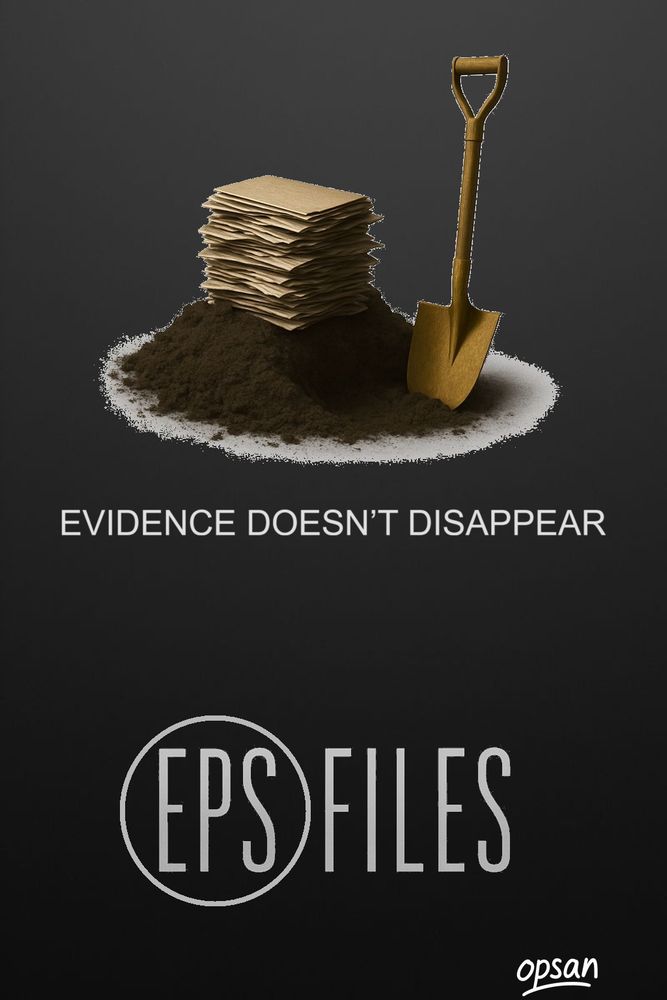 A political cartoon in a dark, minimalist poster style featuring institutional imagery that pays homage to a mystery TV series and a mysterious set of files.  