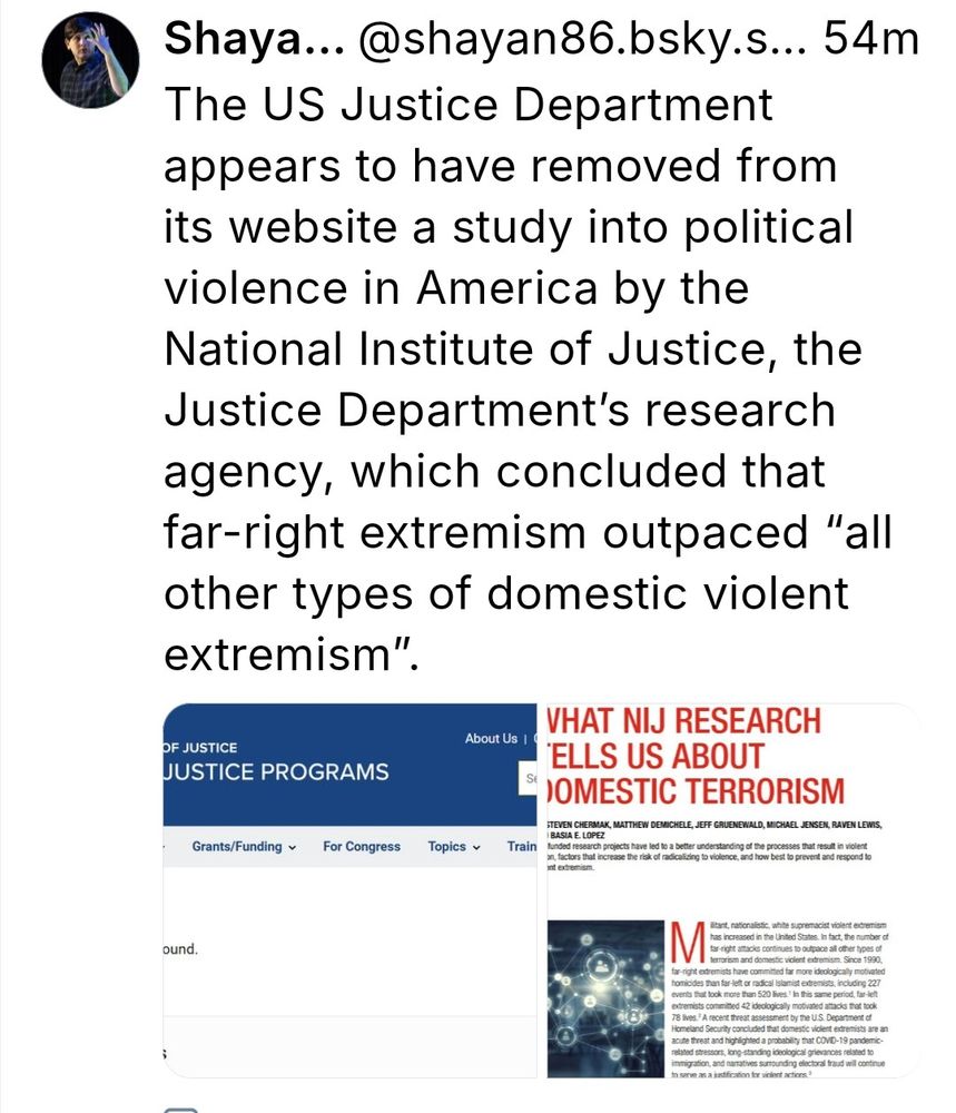 An earlier post that offers one view of far-right extremism outpacing all other types of domestic extremism...