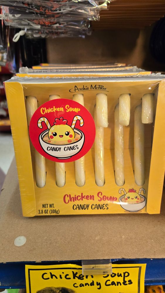A photo of chicken soup flavored candy canes