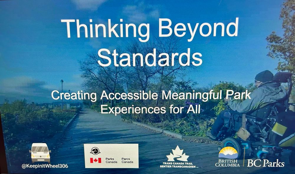 A screenshot of a webinar title page about creating meaningful park experiences for all. 