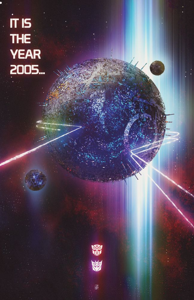 An homage to the classic EPCOT poster of Spaceship Earth, but instead it's Cybertron.