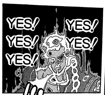 panel of Jotaro's aura from Jojo's Bizarre Adventure emanatting the word "YES !" multiple times