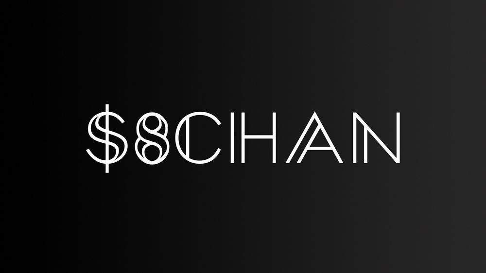 $8chan written with the font of X’s logo 