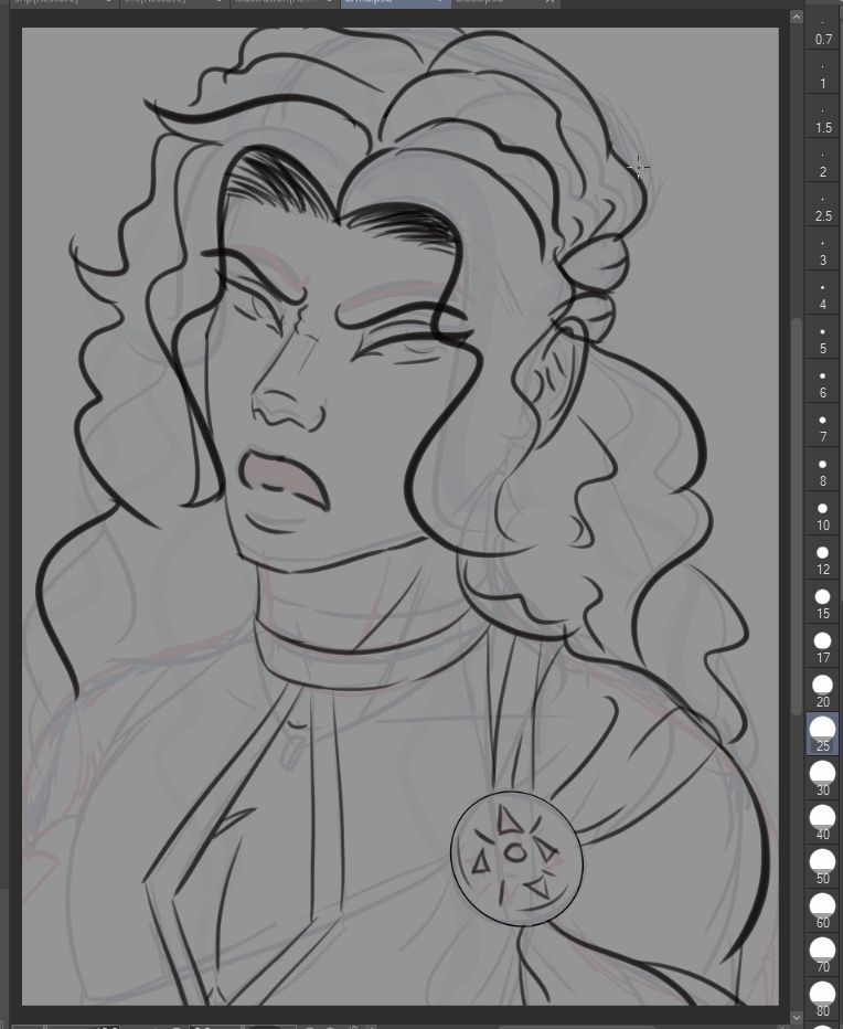 wip portrait from late 2022 of aramastus younger in original concept stage.