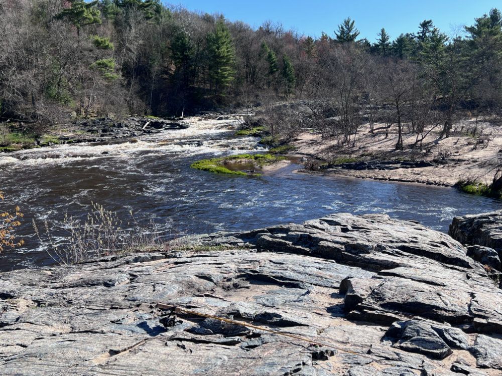 The Eau Claire river at Big Falls County Park. Good fishing here.