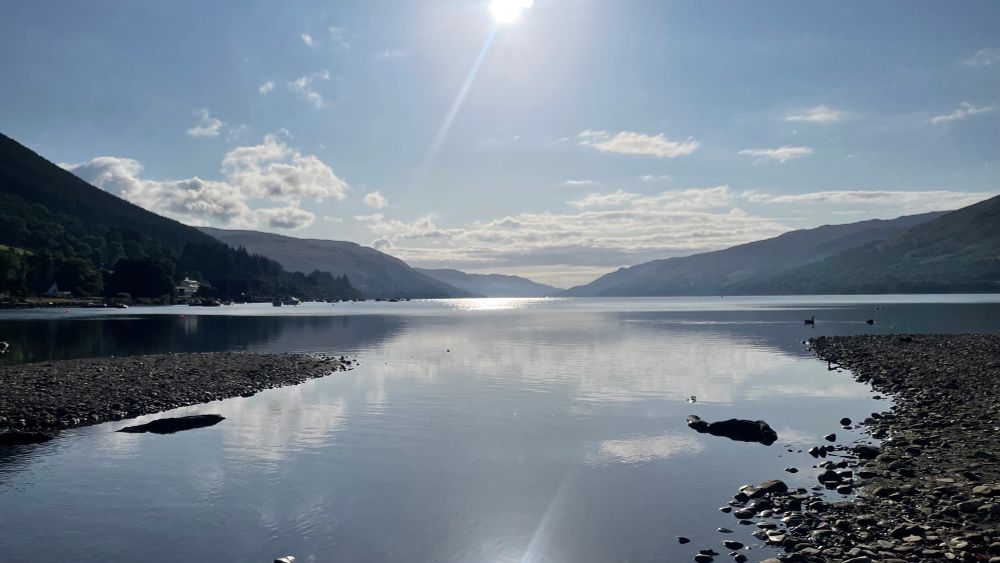 Loch with hills each side. 