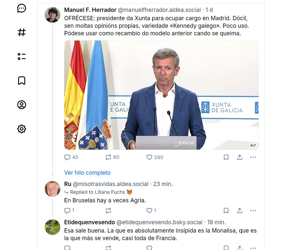 Captura de pantalla de un hilo donde se empieza hablando de política y acaba derivando en variedades de patatas 