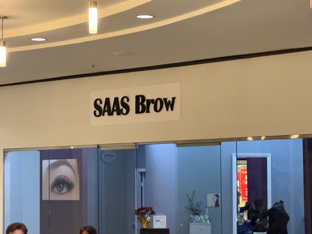A picture I took at the Galleria Dallas mall of “SAAS Brow”