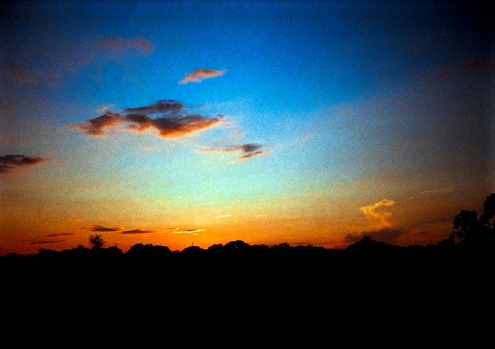 a sunset with incredibly saturated blues and oranges