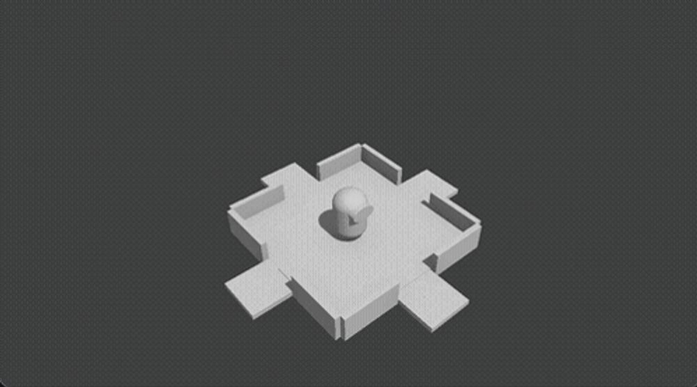 a 3d model of a room with a ball in the middle