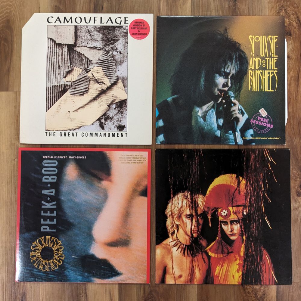 12" vinyl records:
Camouflage - The Great Commandment (Single)
Siouxsie and the Banshees - Peel Sessions 1977-1978
Siouxsie and the Banshees - Peek-a-boo (Single)
The Creatures - Feast