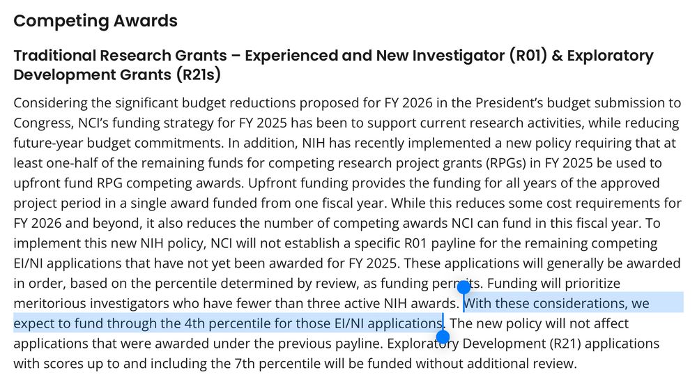 National Cancer Institute projection of a 4% pay line in FY2026. 
