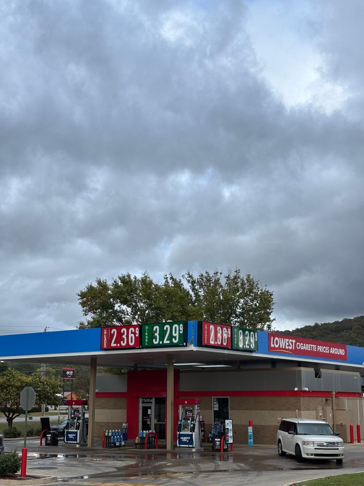 Gas station in Huntsville: $2.37/gallon. 