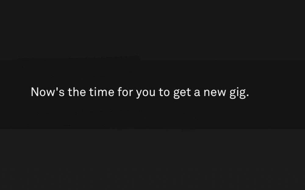 a screenshot from the astrology app Co-star that reads “now’s the time for you to get a new gig.”