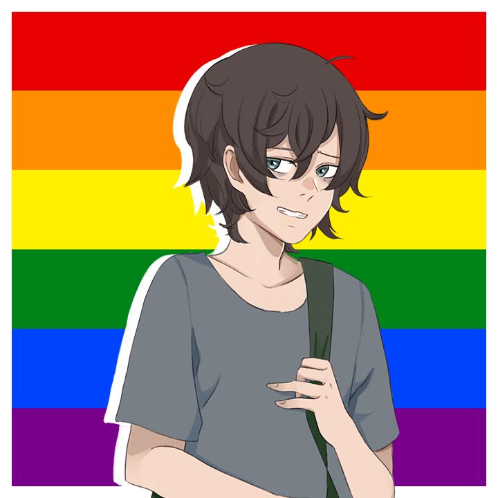 A man (Patient Z) standing in front of the Pride flag