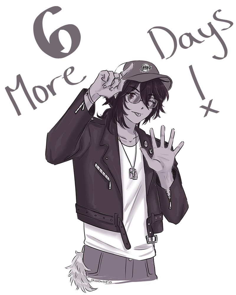 6 MORE DAYS!
The character 'D' holding up 6 fingers.