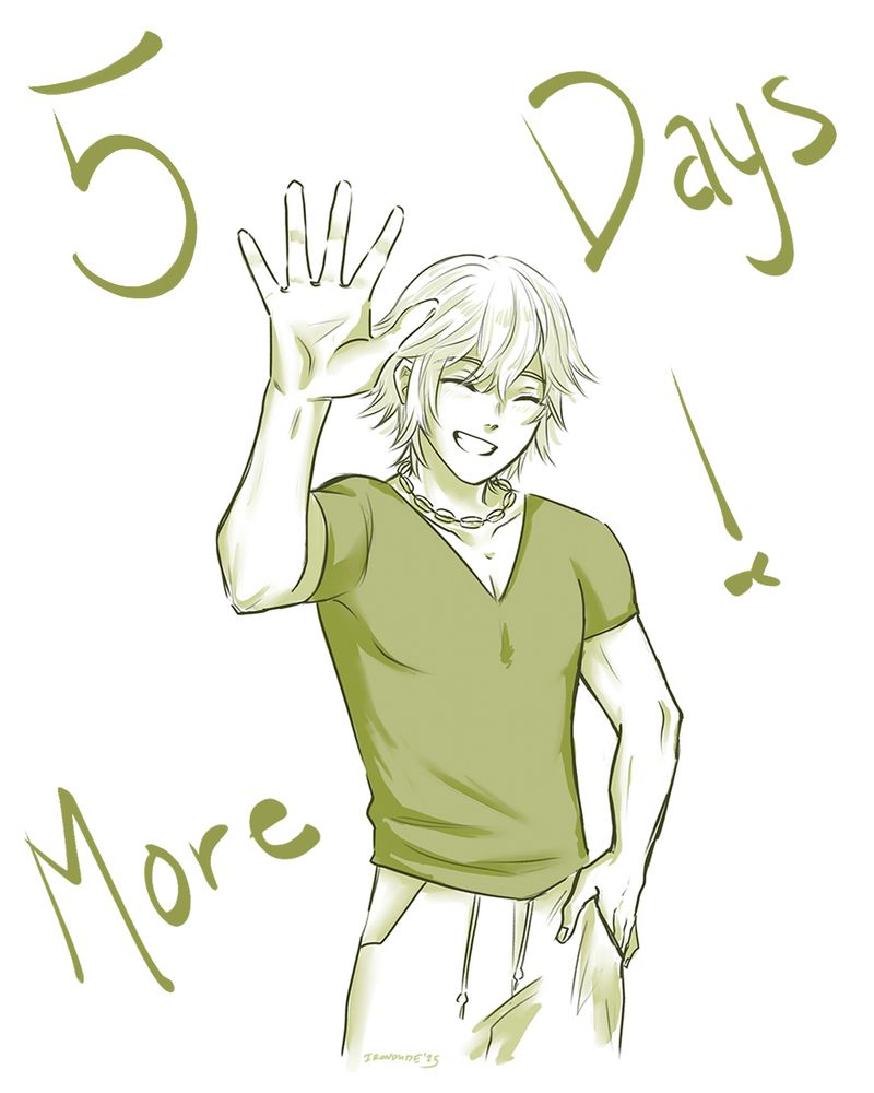 5 MORE DAYS!
The character 'B' holding up five fingers in a high-five pose