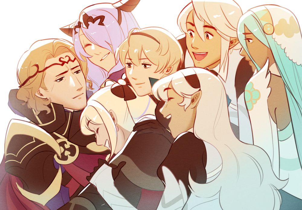 A close up shot of Xander with all his siblings. They have all fallen to the ground and are piled on top of each other. Xander's siblings are all smiling joyfully. Xander can't keep a smile from appearing on his own face, despite everything.