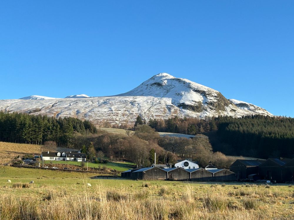 Photo of Dumgoyne Hills and the Glengoyne Distillery from the West Highland Way
