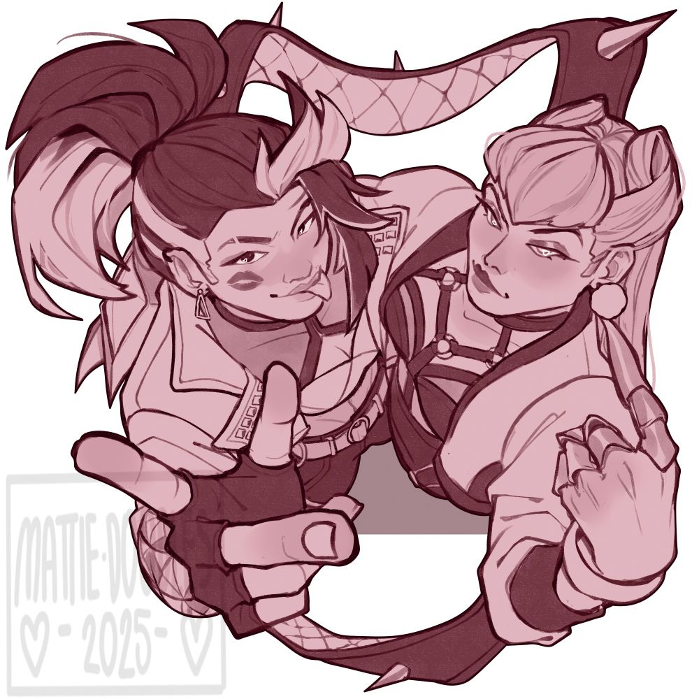 an illustration of Akali and Evelynn from K/DA