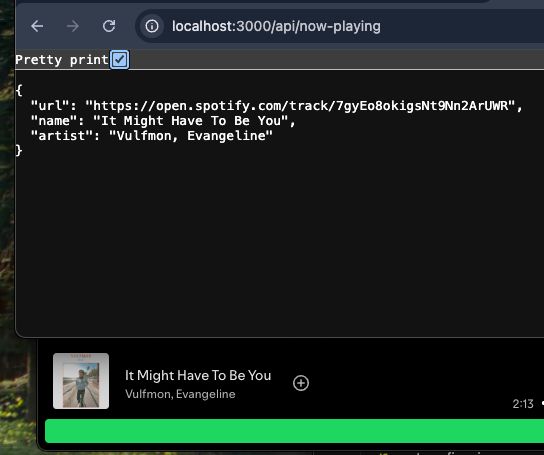 Screenshot of a localhost application reflecting what I'm currently listening to on spotify